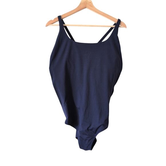 NWT $108 Athleta Swimsuit XL Adriata One Piece UPF Navy Blue Slimming Fit NEW - Picture 3 of 10